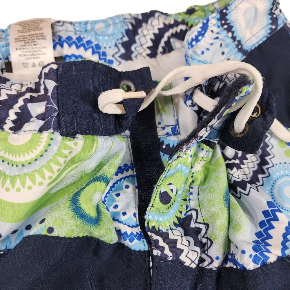 Joe Boxer Board Shorts L Men Floral Blue Green Functional‎ Fly Inseam 9